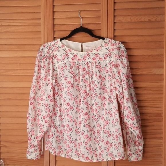 Rebecca Taylor Tops - Rebecca Taylor Balloon Sleeve Button Cuff  Floral Print Ikat Top Size XS